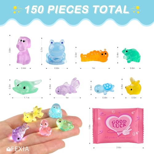 Image of FEXIA 150PCS Luminous Mini Resin Animals Variety Pack,Mystery Blind Bags