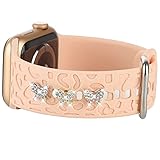 3Pcs Metal Charms Sparkling Decorative Ring Loops Nails Studs Compatible with Apple Watch 45/44/42/41/40/38mm Silicone Bands iWatch Series 7 6 5 4 3 2 1 Watchband Accessories (Bling Butterfly Set)