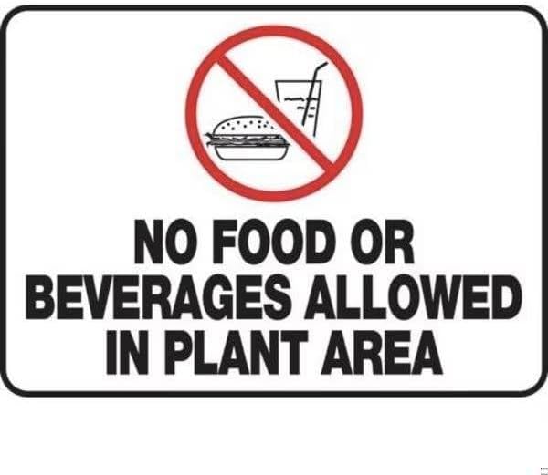 SAFETY SIGN NO FOOD OR BEVERAGES, Mfr: MHSK537XT-A