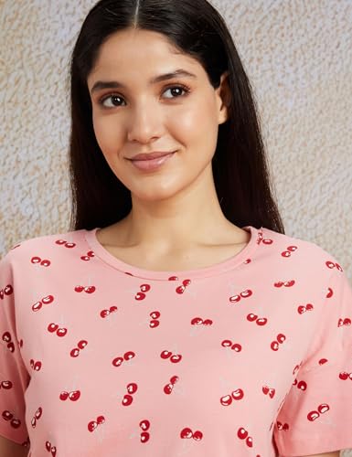 Image of Amazon Brand - Symbol Women's Cotton T-Shirt and Shorts Night Suit | Two Piece Set | Regular Fit (Available in Plus Sizes)
