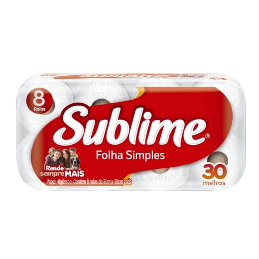Papel Higiênico, Sublime, Folha Simples, Vermelho, 8 Rolos