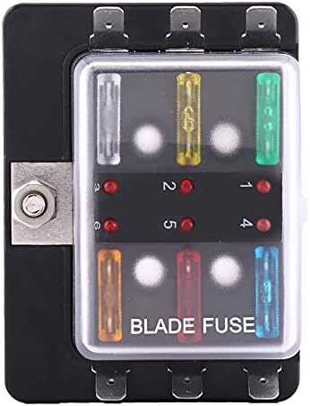 6 Way Block Circuit Blade Box, Keenso Blade Box Holder with LED Warning ...