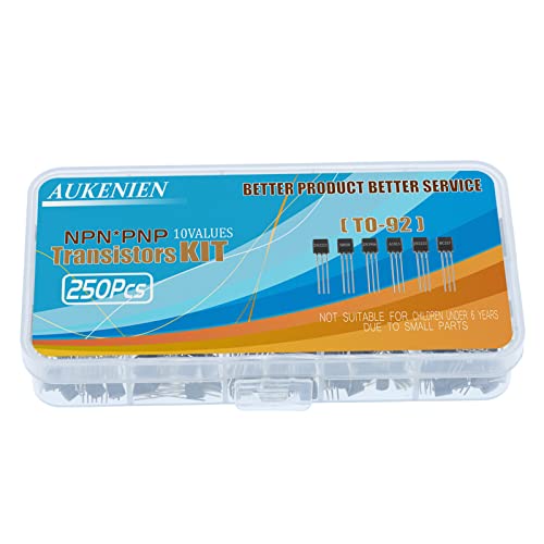 Aukenien AKN-BJT Transistor Assortment Kit 10 Values 250Pcs Npn Pnp Power General Transistors 2N2222 2N2907 2N3904 2N3906 A1015 Bc327 Bc337 C1815 S8050 S8550 To-92 thumb #4
