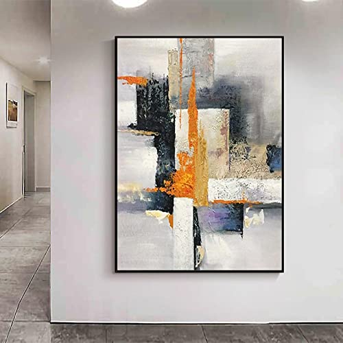 Art mural moderne noir blanc gris : toile encadrée salon 70x95cm