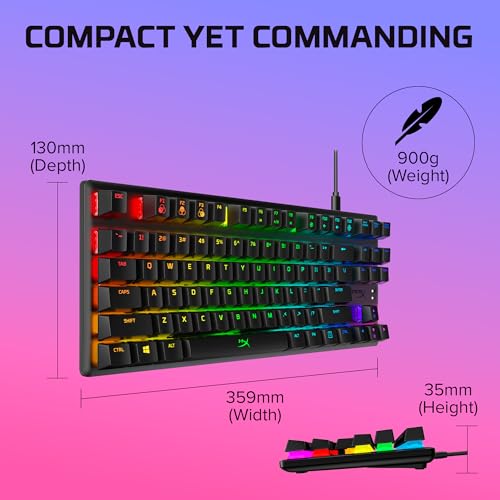 HyperX Alloy Origins Core - Tenkeyless Mechanical Gaming Keyboard, Software Controlled Light & Macro Customization, Compact Form Factor, RGB LED Backlit, Linear HyperX Red Switch,Black by HyperX - Image 8