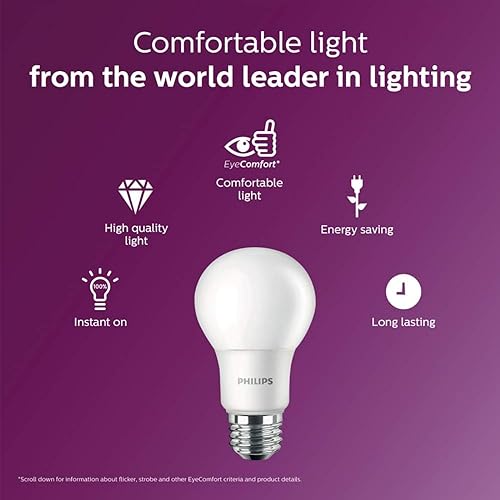 image for Philips LED Frosted A19 Light Bulb, Non-Dimmable, 800 Lumen, Daylight 