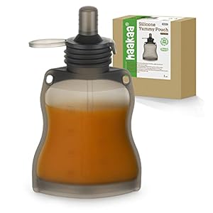 haakaa Reusable Silicone Yummy Pouch – Squeeze Refillable Baby Food Container| Self Feeding Puree,Smoothie Toddler Sippy…