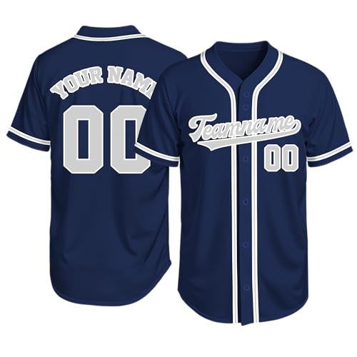 Image of Custom Baseball Jersey Personalized Stitched or Printed Name Number Baseball Shirt Sports Uniform Gifts for Men Women Youth