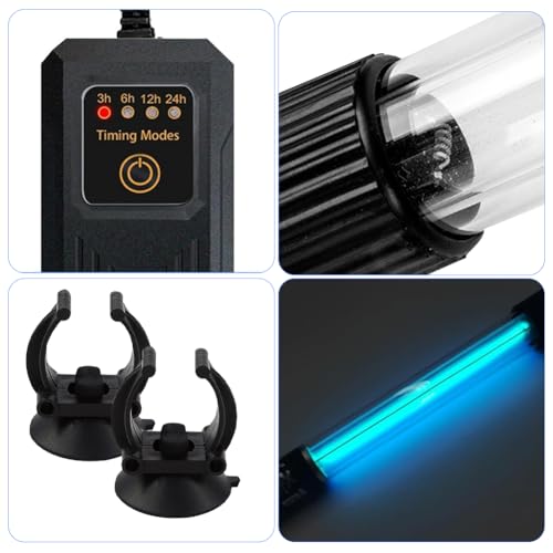 13W Aquarium UV Sterilisator Licht mit Timer, UV-Tauchleuchte, Bakterien Tötung Lampe für Unterwasser-Sterilisation Algenentfernung Desodorierung, für Wasser Aquarien, Gartenteich, Fishbowl
