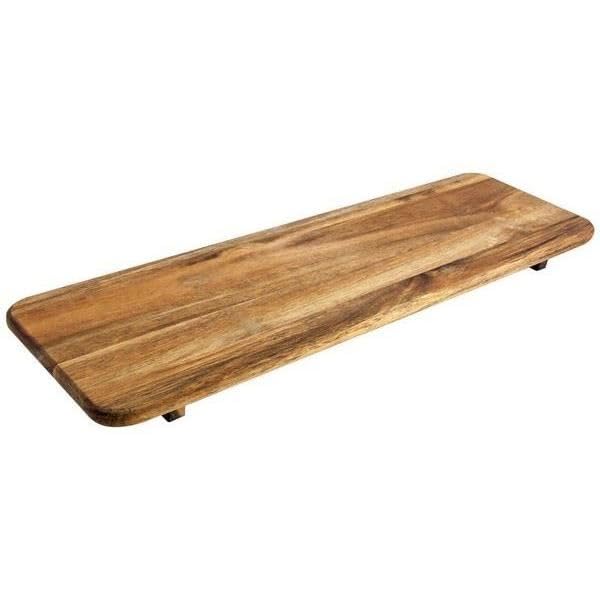 Acacia Wood Display Platter Raised Serving Board Feet Cheese Charcuterie Tray Collection Sturdy
