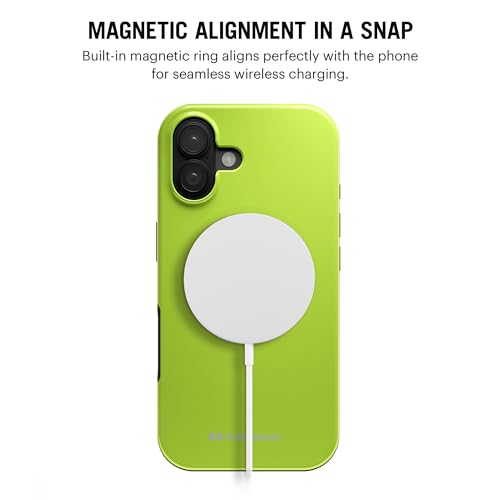 Image of DailyObjects Polycarbonate Enamel Bumper Magsafe Case For iPhone 16 Plus Compatible With Mag-Safe Wireless Charging | Lime Hybrid Magnetic Back Cover