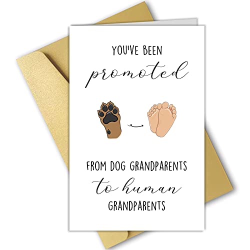 OJsensai Funny Pregnancy Announcement for Grandparents Cute Pregnancy Revel Card for Grandparents Promoted from Dog Grandparents To Human Grandparents