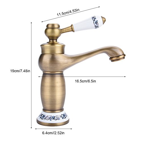 Antiker Waschtisch-Wasserhahn Aus Messing | Einhebel, Chrom/antik/weiß/schwarz | Mit 60 Cm Schlauch