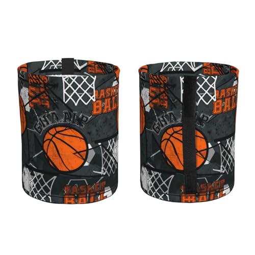 Image of Small Car Trash Can, Cool Basketball Design Hanging Foldable Car Trash Bag, Waterproof Leakproof Garbage Bin, Car Interior Organizer Accessories