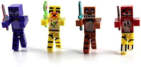 4 Pack Pixels Miner cake topper Action Figures Toys for the Pixels Miner party supplies