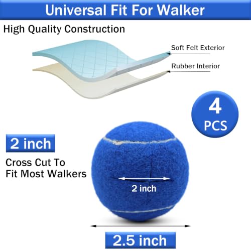 Image of SHYUJAJIE 4 PCS Precut Walker Tennis Balls for Furniture Legs and Floor Protection, Heavy Duty Long Lasting Felt Pad Glide Coverings for Chair (Dark Blue)