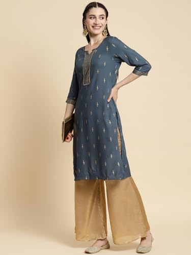 Image of rangita Women's Rayon Regular Fit Straight Kurti | Kurta (Pack of 2)