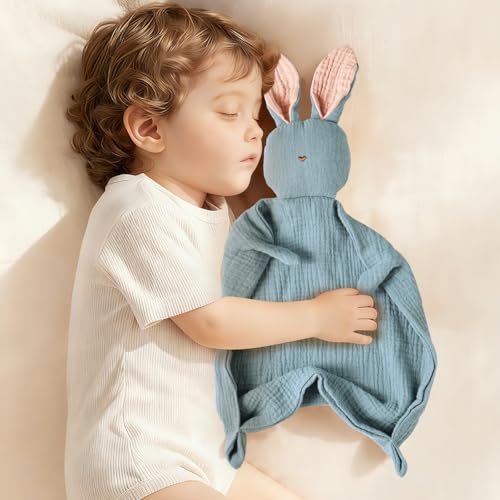 Image of insular Muslin Baby Lovey Security Blanket Soothing Towel (Blue)