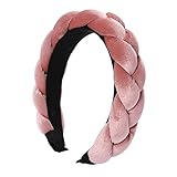 diyfixlcd Stirnbänder für Frauen, rutschfest, weich, einfarbig, Rosa, dick, breit, einfarbig, Mädchen, Haarreif, Samt, geflochten, niedlich, modisch, überkreuzt, Haarschmuck
