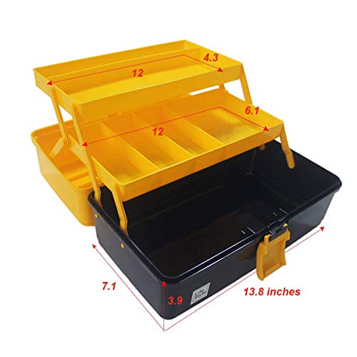 WEWLINE Portable Multi-function Tool Box, Plastic Toolbox with Organizer Tray and Divider,Household Folding Three-layer Tools Box Organizer