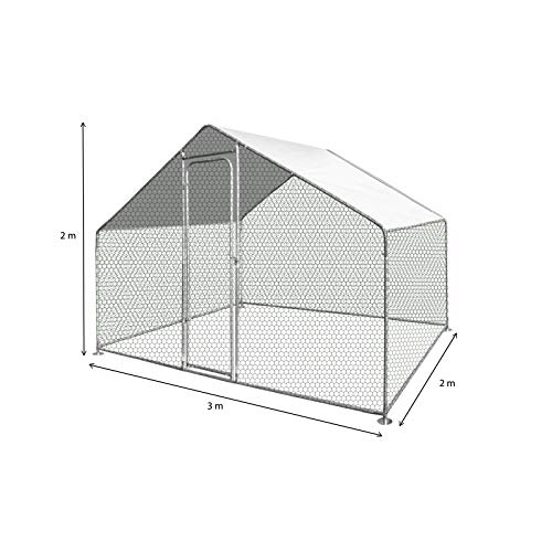 IDMarket – Laufstall, Hühnerstall, 6 m², Drahtgestell, aus verzinktem Stahl, 3 x 2 m – Bild 7