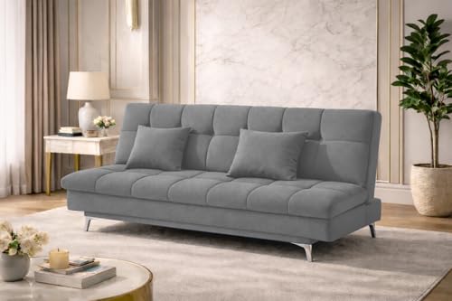 Image of Krancy 3-Seater Sofa Cum Bed for Living Room, Office & Home | Premium Fabric Sleeper Sofa Set with 1 Year Warranty | Comfortable Sofa for Guests, Lounge & Small Spaces | Dark Grey