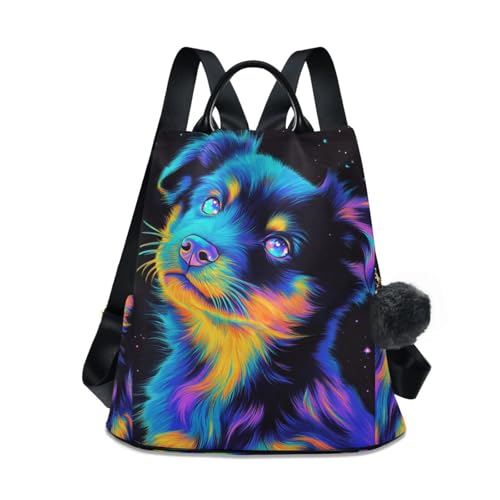 Black Background Color Dog Backpack for Women Anti Theft Large Fashion Travel Shoulder Bag Purse Rucksack Lightweight
