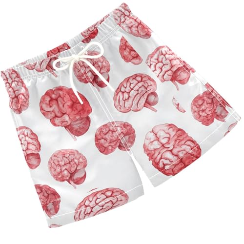 Pigsaly Boys' Swim Board Shorts Watercolor Big Human Brain Boy's Swim Trunks Kids Swimwear 5T Multicolor