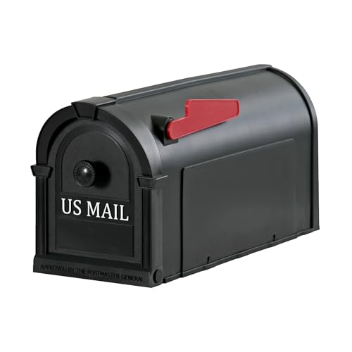 Postal Pro The Hampton Mailbox Durable Plastic Easy to Install Flag Included Black