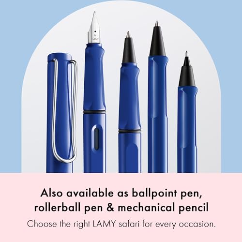 Image of Lamy Safari Blue Fountain Pen with Polished Steel Nib in Line Width EF