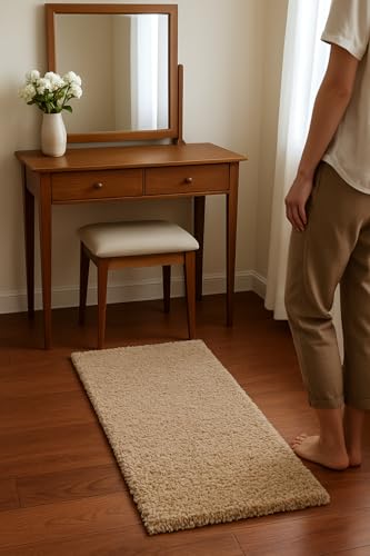 Image of Carpet for Hallway, Kitchen, and Modern Interiors, Cozy Shag Runner for Living Room, Entryway & Office Decor Size 1.5x4 feet Beige