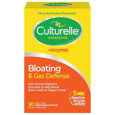 Culturelle Bloating & Gas Defense, Digestive Enzymes & Probiotics for Digestive Health, 30 Capsules, Supports Occasional Indigestion & Discomfort Cover