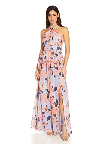 Image of Adrianna Papell Women's Printed Chiffon Halter Gown
