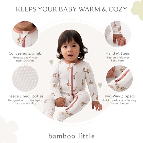 Image of Bamboo Little Soft Baby Footie Pajamas, Baby Clothes, Newborn Sleepers, 95% Viscose and 5% Spandex, 0-24 Months