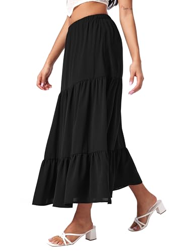 CIDER Midi Skirts for Women Split Hem Elastic High Waistd Boho Flowy Long Maxi Skirts3