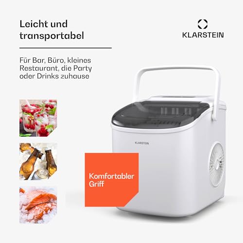 Klarstein Eiswürfelmaschine - 12kg/24h, 2 Größen, 1,3L Wassertank, LED-Anzeigen, transparenter Deckel, tragbar, Eiswürfelbereiter für Partys/Gartenfeste – Bild 7