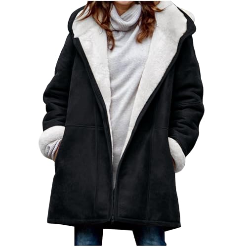 Manteau en Laine Femme Hiver Fleece Veste Manteaux Femmes Hiver Doublé Polaire Chaud Manches Longues Plüsch Jacken Blouson mi Saison Grande Taille épaissir...