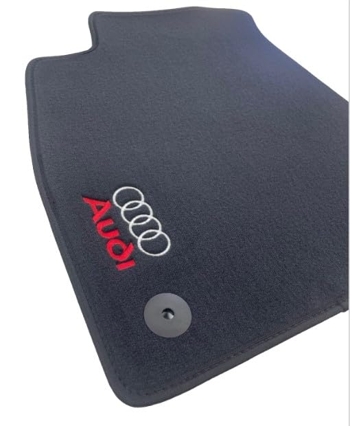 ASC Tappetini Auto Compatibili con Audi A4 B9 Berlina/Sportback 2015-2024, Velluto Grigio Scuro, Formato Originale, 2 Loghi Ricamati