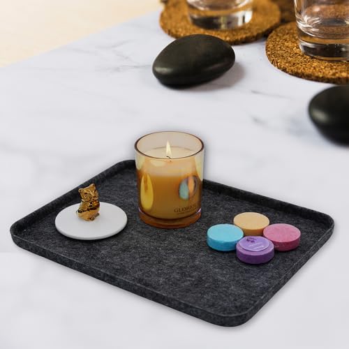 Image of Welaxy felt tray Lid for Storage Bins Drawer Organizer bin cap of box for junk stuff stationery makeup jewelry closet bathroom minimalist lifestyle (Charcoal Lid, M)