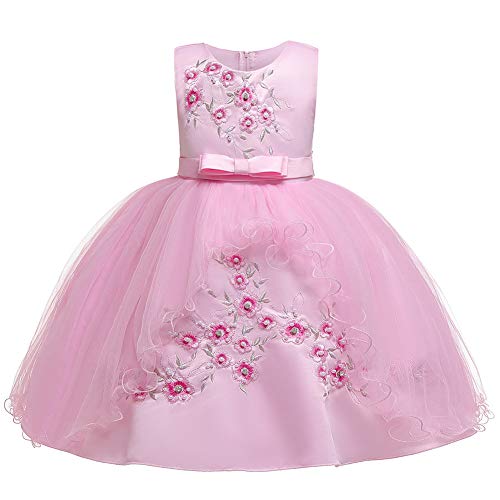 Robe de soirée pour fille rose motif fleurs mariage