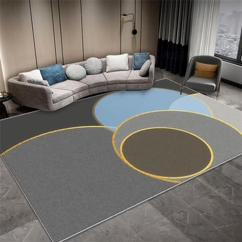 Tapis chambre à coucher durable bleu géométrique 60x90cm