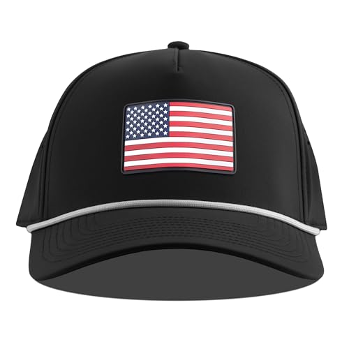 Image of Branded Bills Old Glory PVC Curved 5 Panel Rope USA Hat for Men, Baseball Cap, Adjustable Snapback