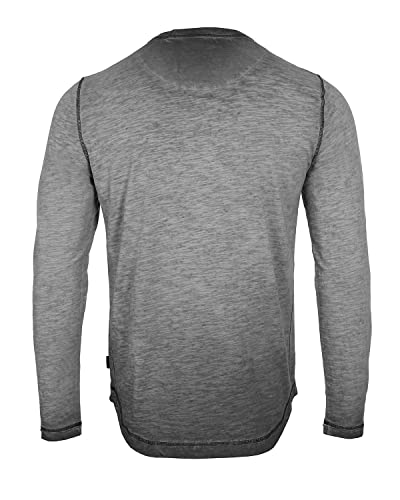 ZIMEGO Men's Long Sleeve Crew Neck Color Dye Washed Vintage Curved Hem T-Shirts3