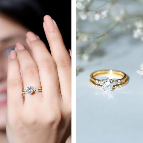 Certified Lab Grown Diamond Bridal Ring Set, Ef-Vs Quality, 5X7mm Oval Diamond Engagement Ring with Wedding Band - Ready To Gift2
