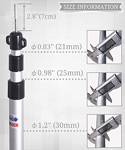 Image of HIKEMAN Tent Poles Camping Poles for Tarp Awning Canopy Porch Sun Sails Tarpaulin Headroom Aluminium Adjustable Telescoping(4pcs,Black)