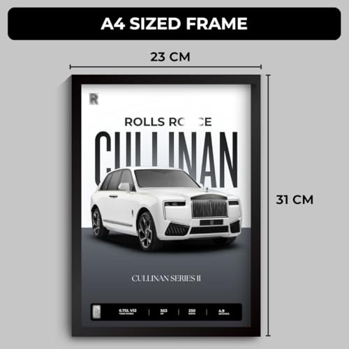 Image of Funk You Store Rolls Royce Cullinan Poster | Framed Poster of Rolls Royce Car A4 Sized (31 x 23 cm) for Wall, Gift for Boys, Car Posters | Supercar Luxury Frames Hanging, Room Decor, Gifting (F 059)