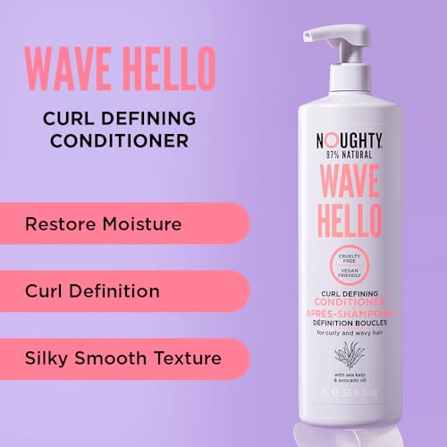 Noughty 97% Natural Wave Hello Shampoo and Conditioner Duo Curl Defining Sulphate Free Vegan Hair Care Set Vitamin Rich Formula for Curly & Wavy Hair Supersize,1L - Image 3