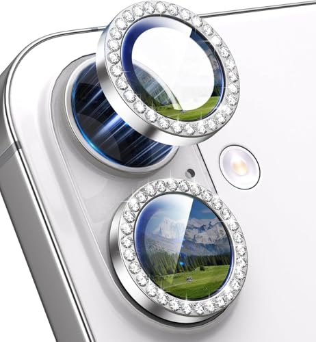 Image of Choiche for iPhone 17 Camera Lens Protector Bling, Individual Diamond Metal Ring with 9H Hardness, Scratch-Proof Camera Screen Protector, Stylish Accessories, Case Friendly (Silver Diamond)