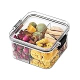 [Luvian]【保存容器】【密封容器】重ねられる仕切り付き プラスチック製 キッチン収納ボックス 四分格 防潮 食品保存 穀物・ナッツ・お茶 乾物ストレージ 省 おしゃれ