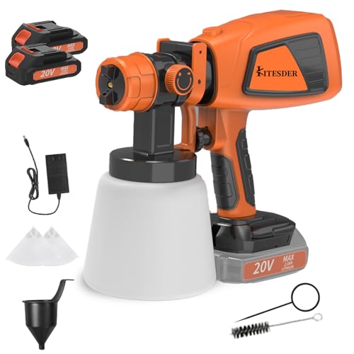 KITESDER Cordless Paint Sprayer for 20V Battery, Included 2 Batteries, ...